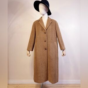 Mohair Camel Herringbone Wool Coat (Vintage Korean Shop)